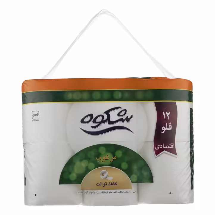 دستمال کاغذی توالت شکوه مدل 3 لایه بسته 12 عددی