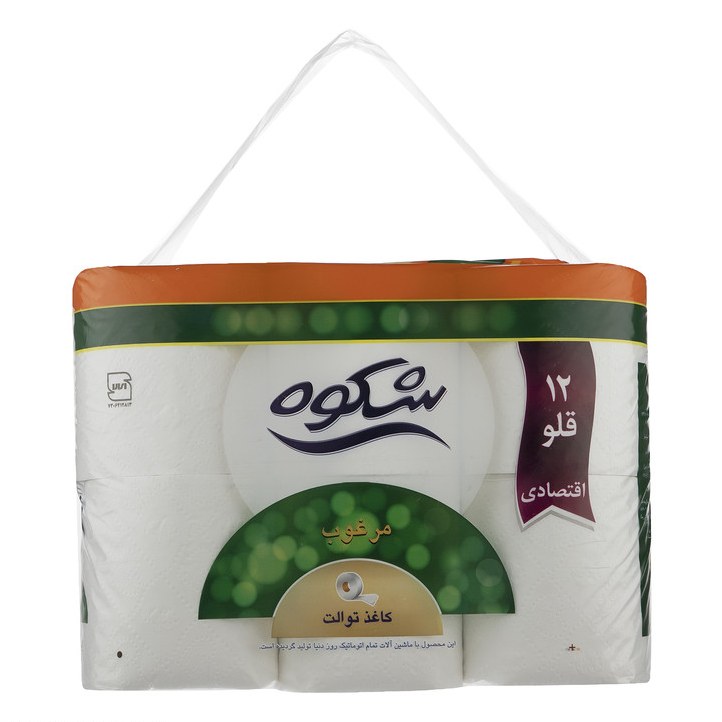 دستمال کاغذی توالت شکوه مدل 3 لایه بسته 12 عددی