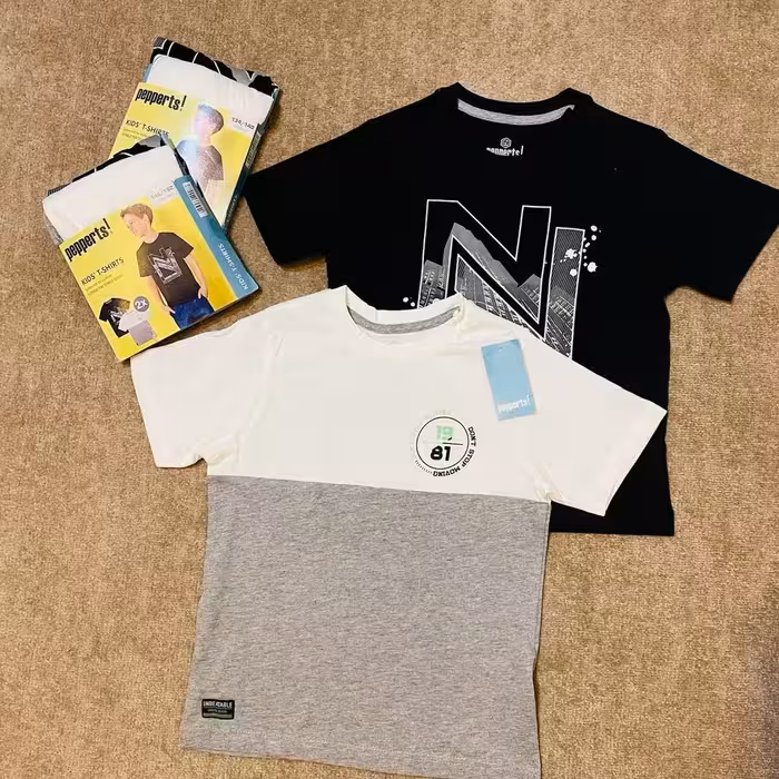 تیشرت پسرانه پک دوعددی 8 تا 10 سال  نخ پنبه اورجینال برند پپرتز آلمان
