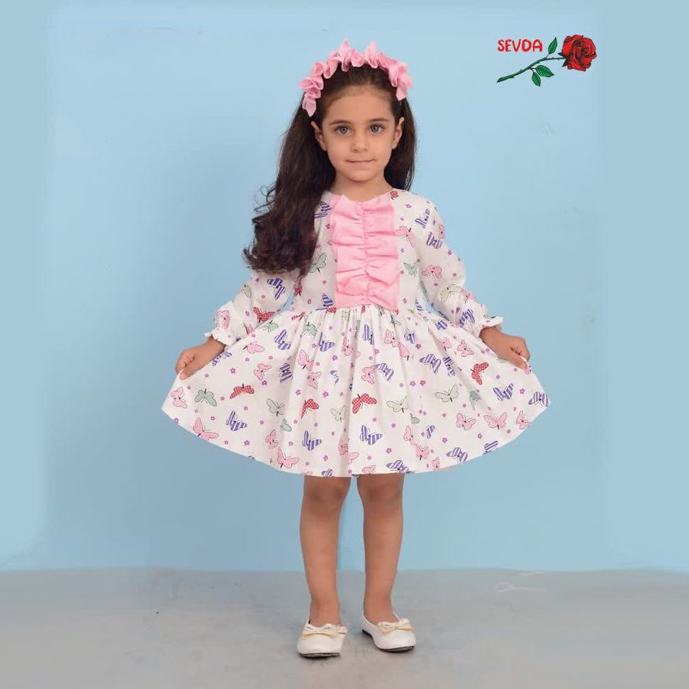 پیراهن دخترانه استین بلند پروانه ای