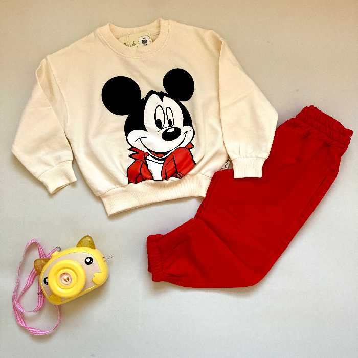 بلوزشلواربچگانه اسپورت طرح میکی  داخل خز 