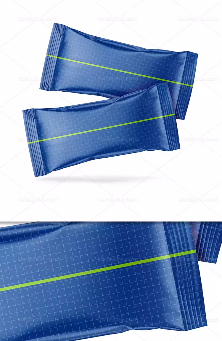 موکاپ بسته بندی اسنک دوتایی | گرافیک با طعم تربچه