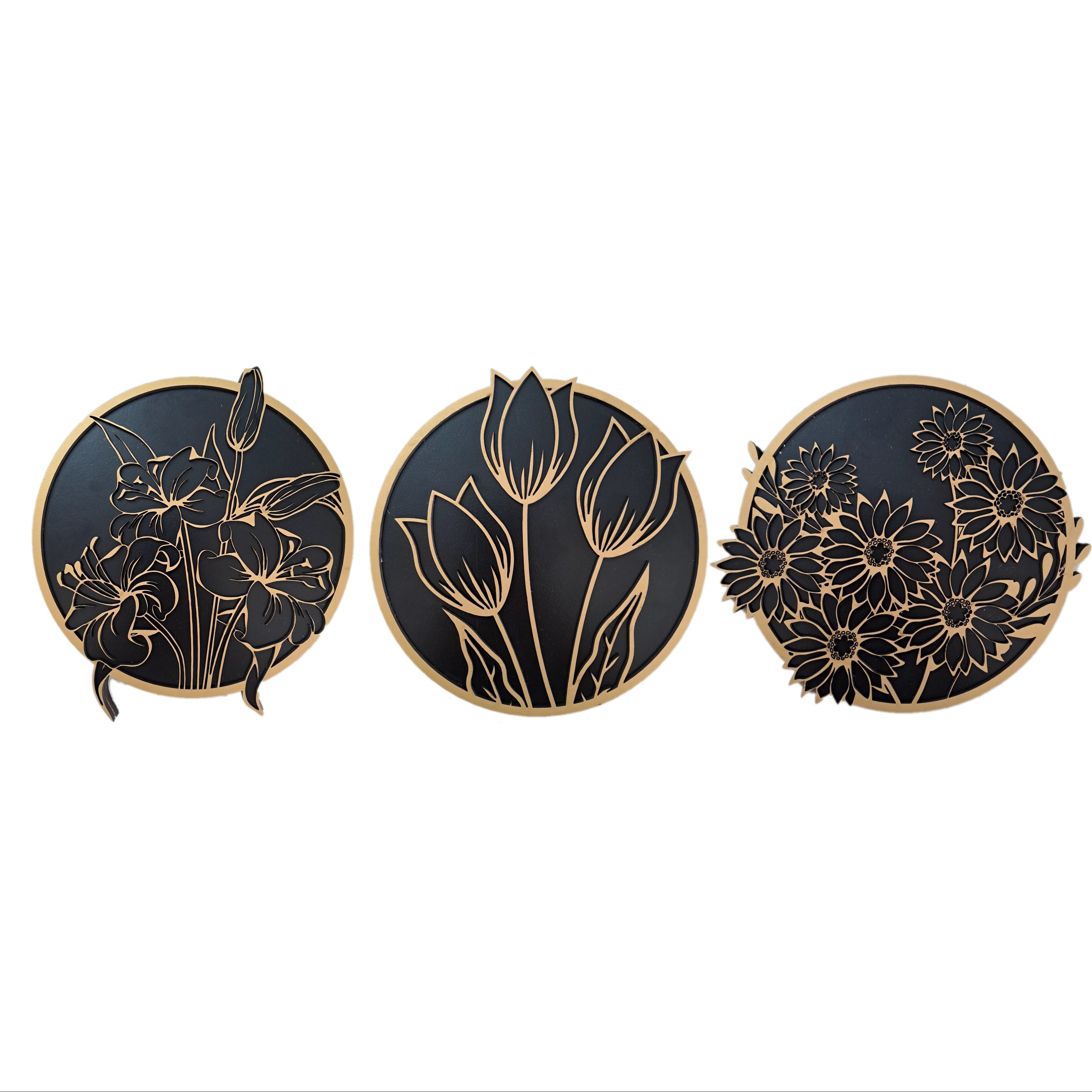 تابلو سه گل دایره ای 