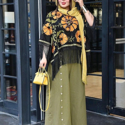 ست پانچو هندی و شلوار tr