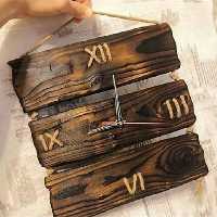 ساعت دیواری چوب و کنف 