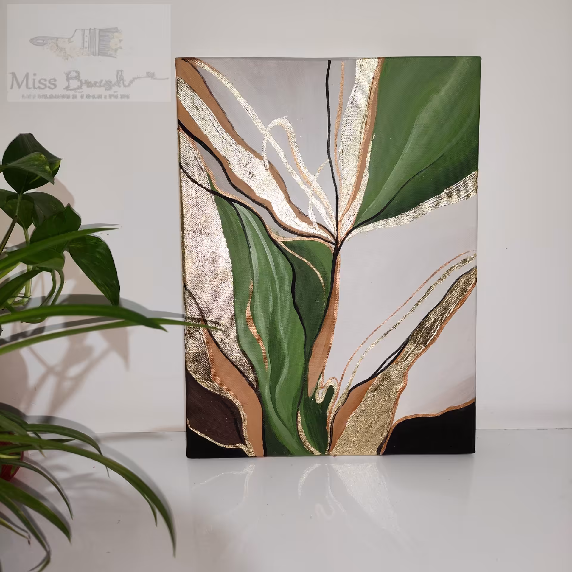 تابلو مدرن  نور سبز (  سایز 60×80 سانتی متر )