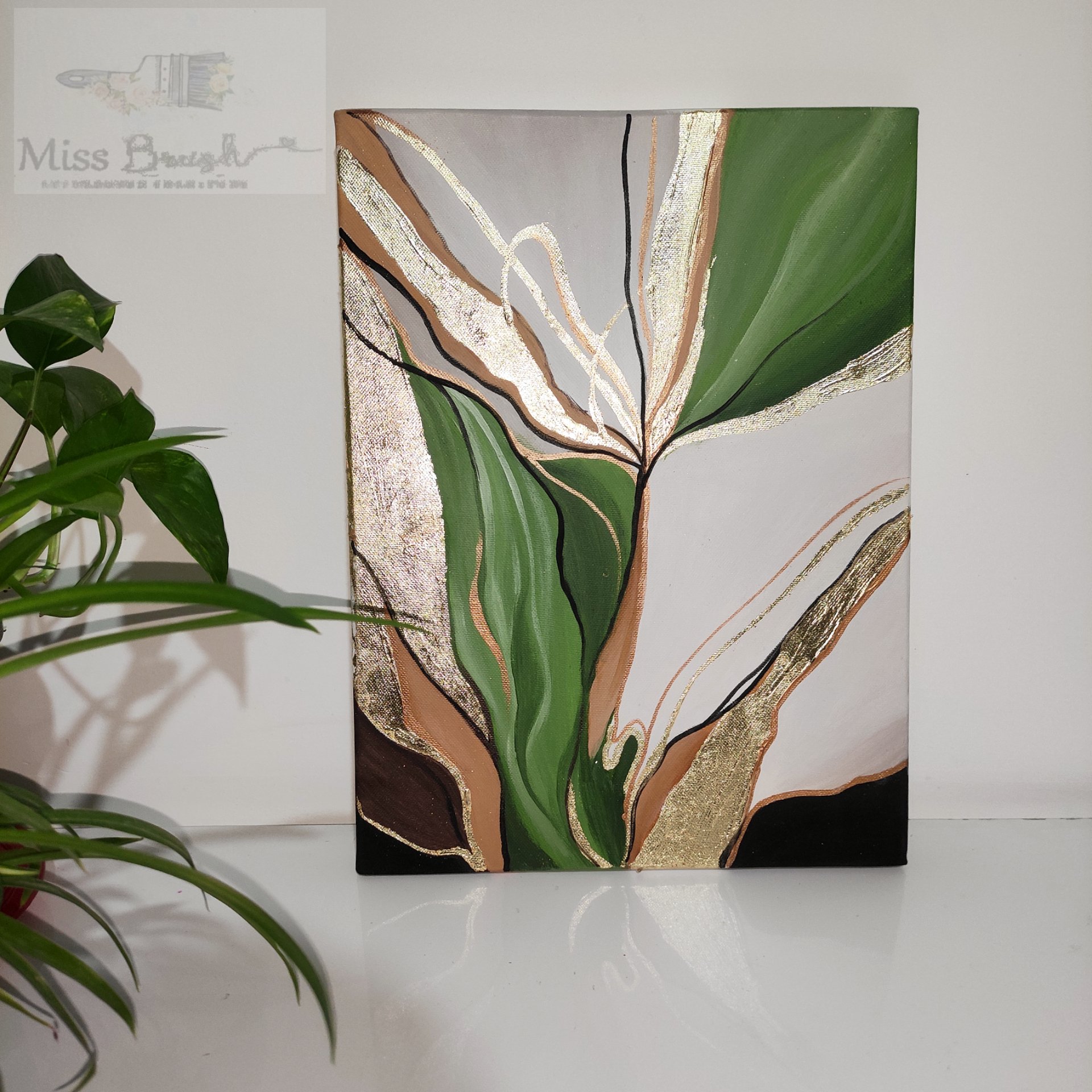 تابلو مدرن  نور سبز (  سایز 60×80 سانتی متر )