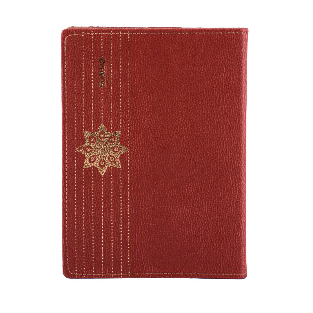 کلاسور مدل یک تکّه چرمی طلا کوب شده 26 حلقه قهوه ای روشن کد L1086 