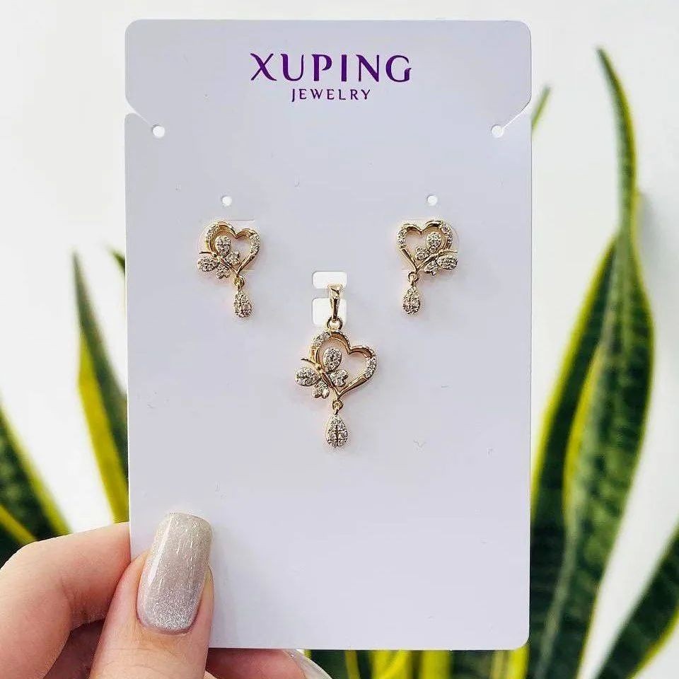 نیم ست قلبی ژوپینگ اصل آبکاری طلا 18 عیار 