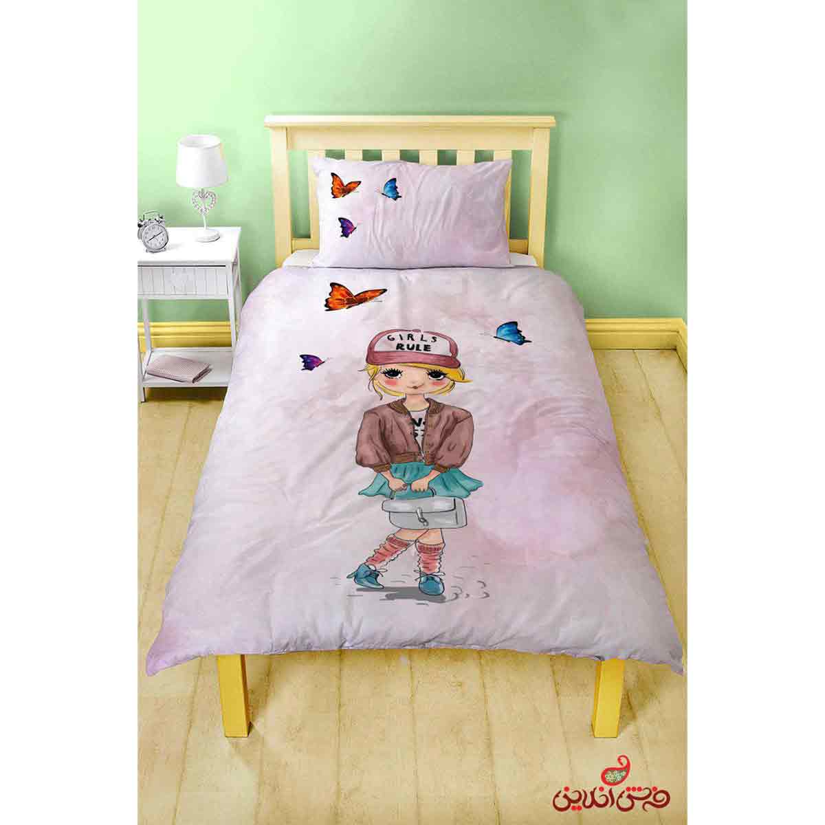 روتختی کودک طرح دختر و پروانه کد 2280
