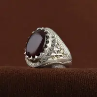 انگشتر مردانه عقیق یمنی دستساز اصل ( انگشتر دستساز )