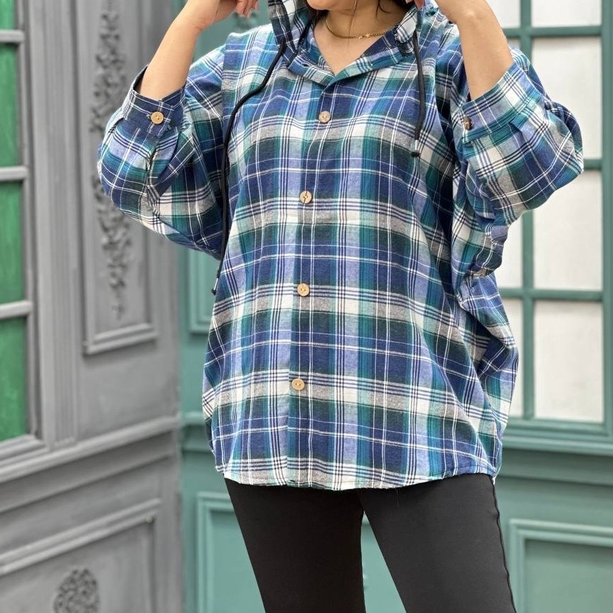 شومیز مانتو زنانه قواره بزرگ پاییزه یقه دار