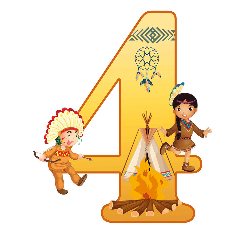 استند رومیزی تولد مدل عدد 4 طرح سرخپوست کد 1187