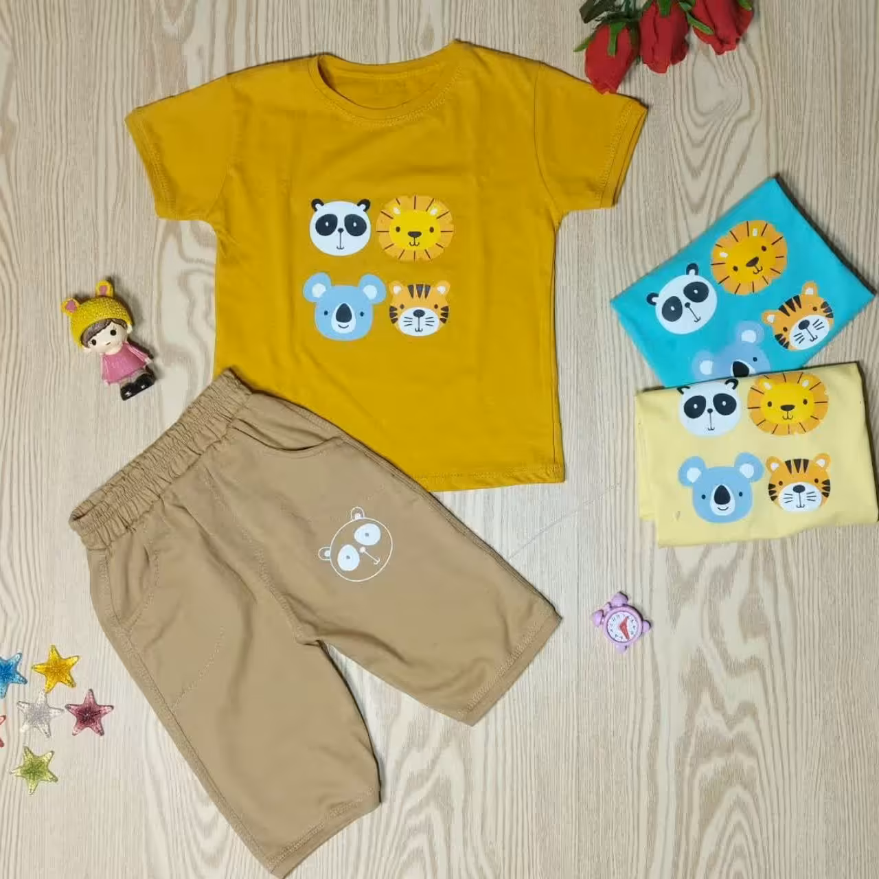 ست تیشرت و شلوارک اسپورت مناسب برای دختر خانم ها و آقا پسر های گل