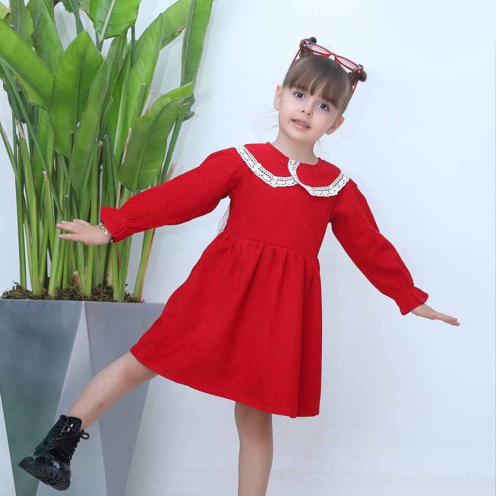 پیراهن دخترانه خرگوشی مخمل کبریتی دخترانه سایز 40 تا 55