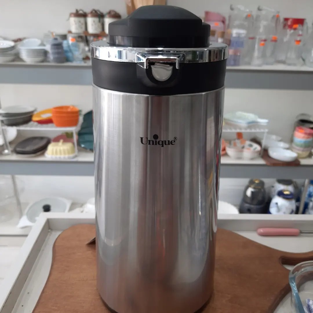 فلاسک (فلاکس) یونیک اصل1.3 لیتر شیشه دار مدل 1804 استیل داخل شیشه