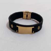 دستبند چرم اسپرت با پلاک استیل