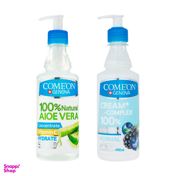 ژل آبرسان کامان مدل آلویه ورا حجم 400 میلی لیتر + کرم مرطوب کننده کامان مدل Normal حجم 400 میلی لیتر