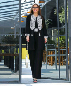 مانتو شلوار زنانه ابروبادی مدل کمربند دارد