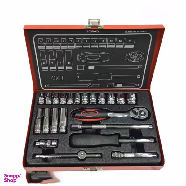 جعبه بکس 1.4 اینچ توسن (Tosan) مجموعه 22 عددی