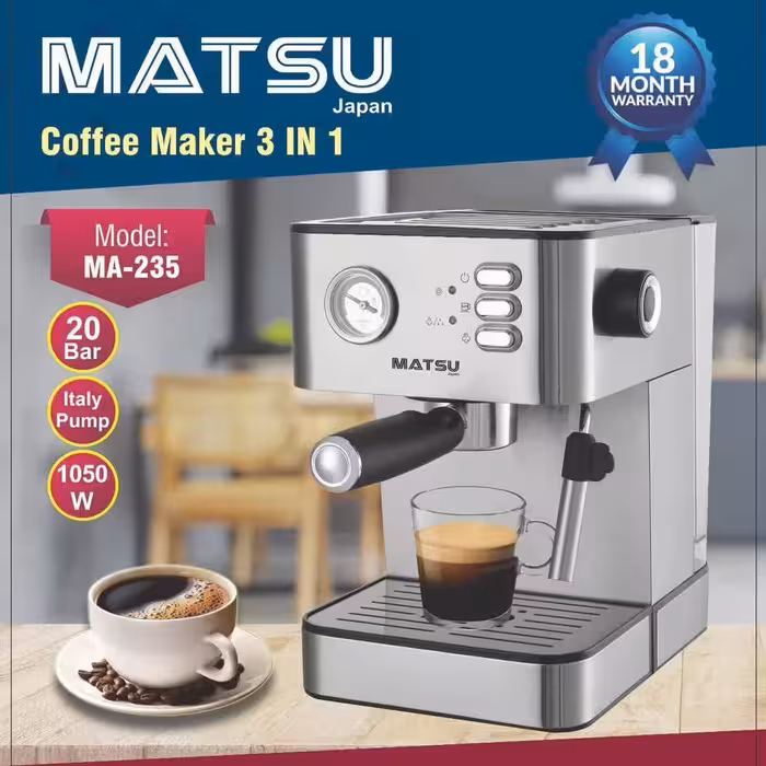 اسپرسوساز 20بار  ماتسو تحت لیسانس ژاپن دارای پمپ ایتالیایی MA-235

