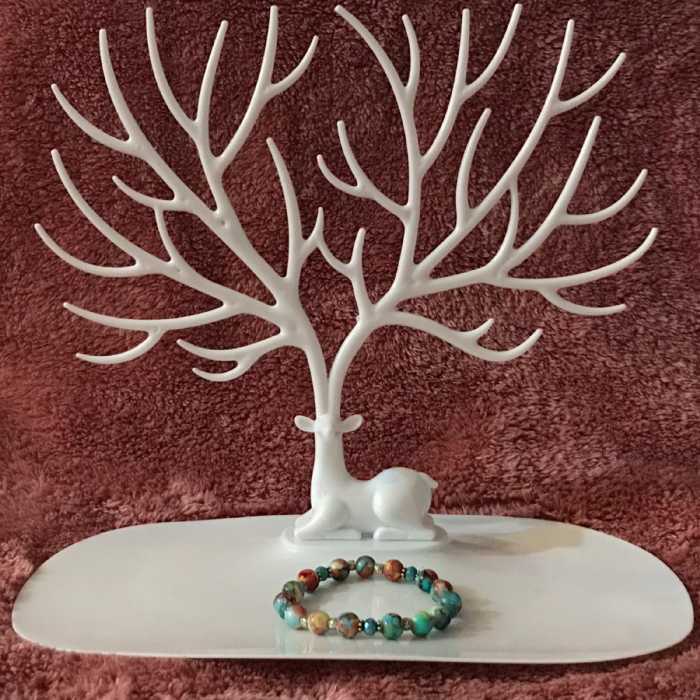 دستبند سنگ آبرنگی سبز ابی