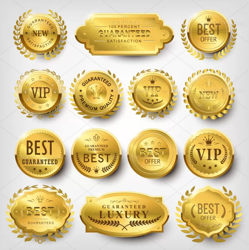 وکتور لیبل طلایی محصولات | گرافیک با طعم تربچه