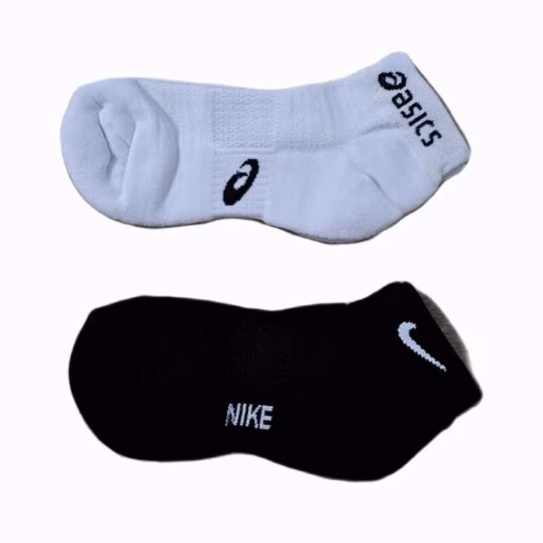 جوراب مچی کف حوله ای ساق کوتاه آسیکس و نایک سفید و مشکی 