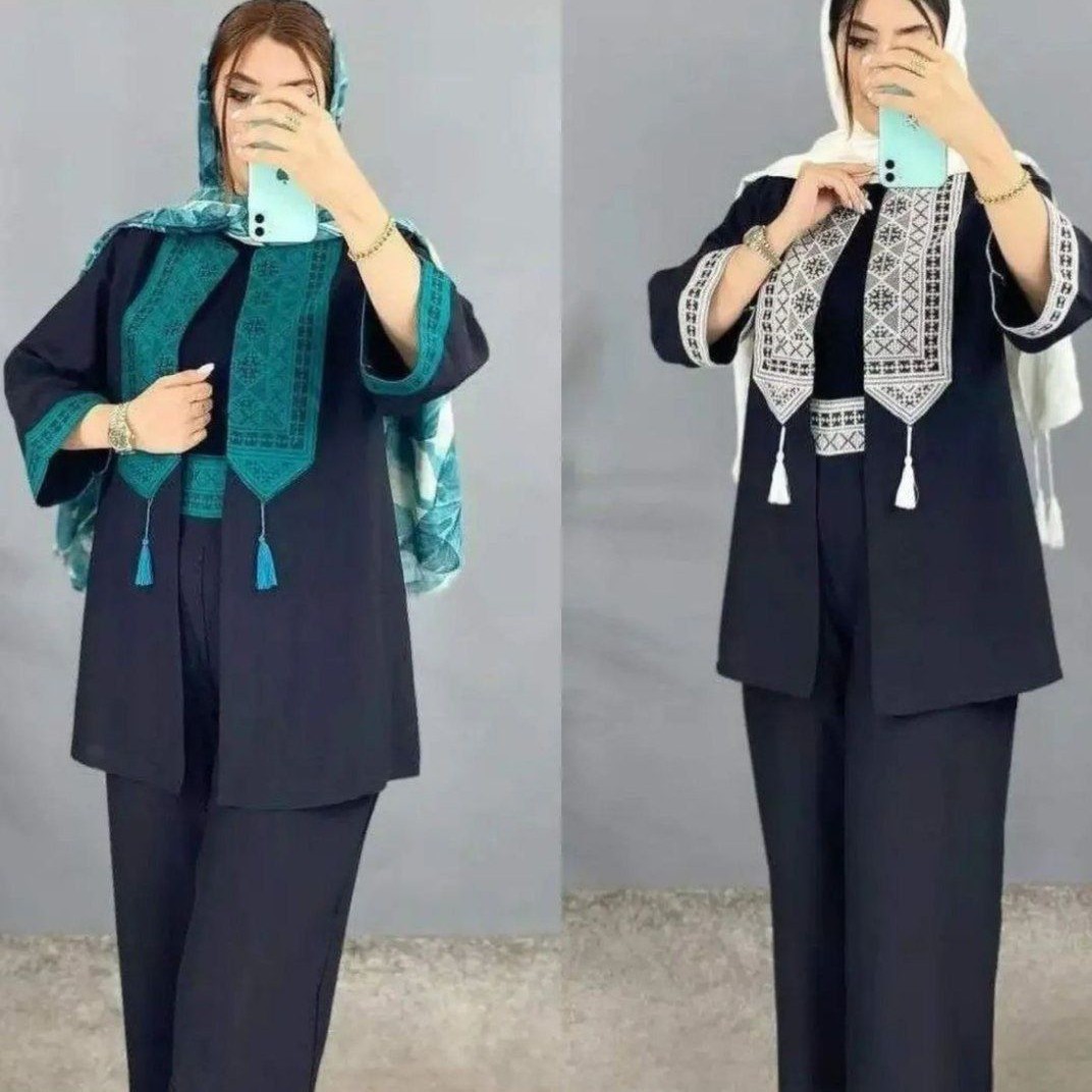 ست مانتو شلوار ابروبادی طرح سنتی