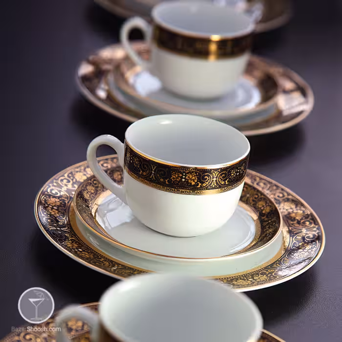 ست فنجان و نعلبکی میدنایت 6 نفره سری ایتالیا اف 12 پارچه درجه عالی