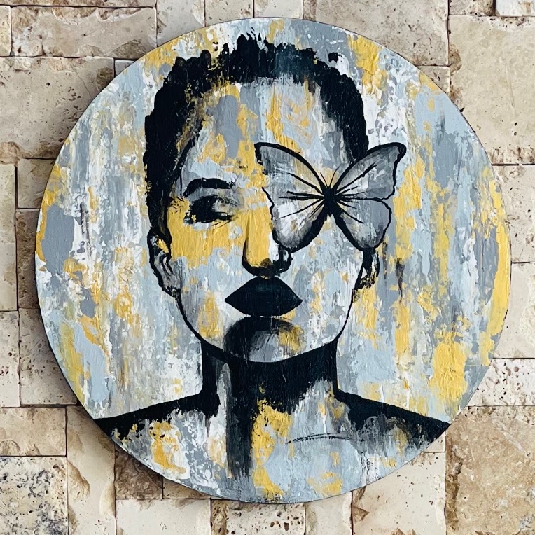 تابلو  مدرن گرد (مدل زن)قطر 50cm