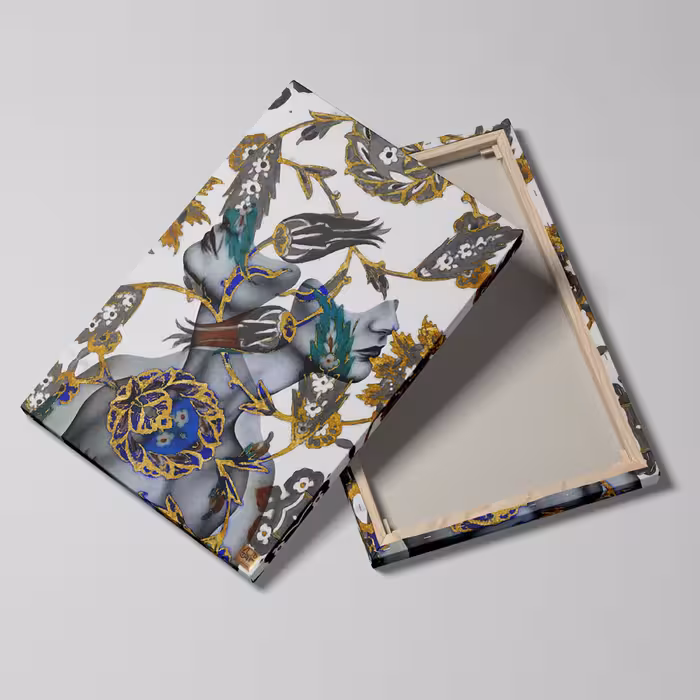 تابلو تلفیقی نقاشیخط دیجیتال آرت گالری چارگوش  2317