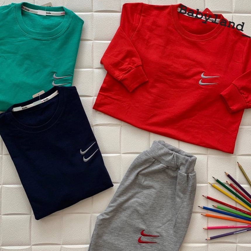 بلوز وشلوار پسرونه سایز 65 و 70 سه رنگ سورمه ای و قرمز و سبز جنس دورس پنبه لاکرا