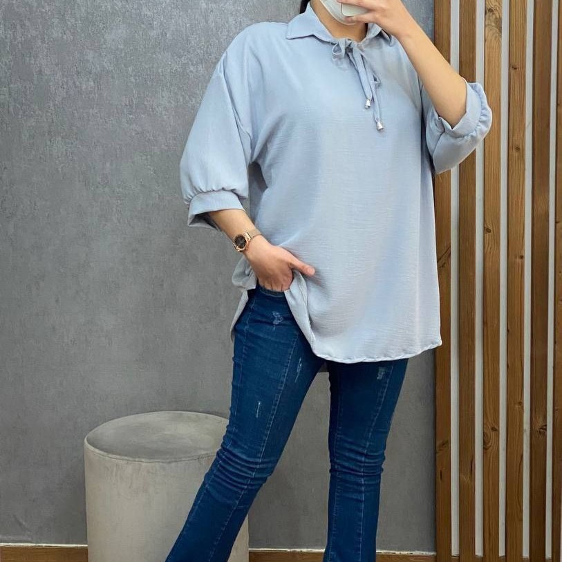 شومیز یقه گرد  ابرو بادی سایز 36 تا46