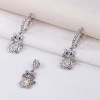 نیم ست نقره دخترانه طرح گربه کوچک و ظریف کد 1631