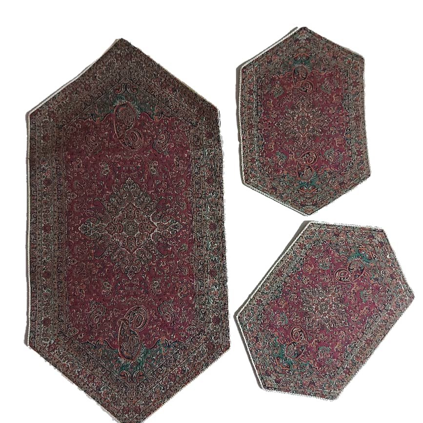 رومیزی ترمه 3تکه جلو مبلی با تراکم بالای 150 خاتم یزد