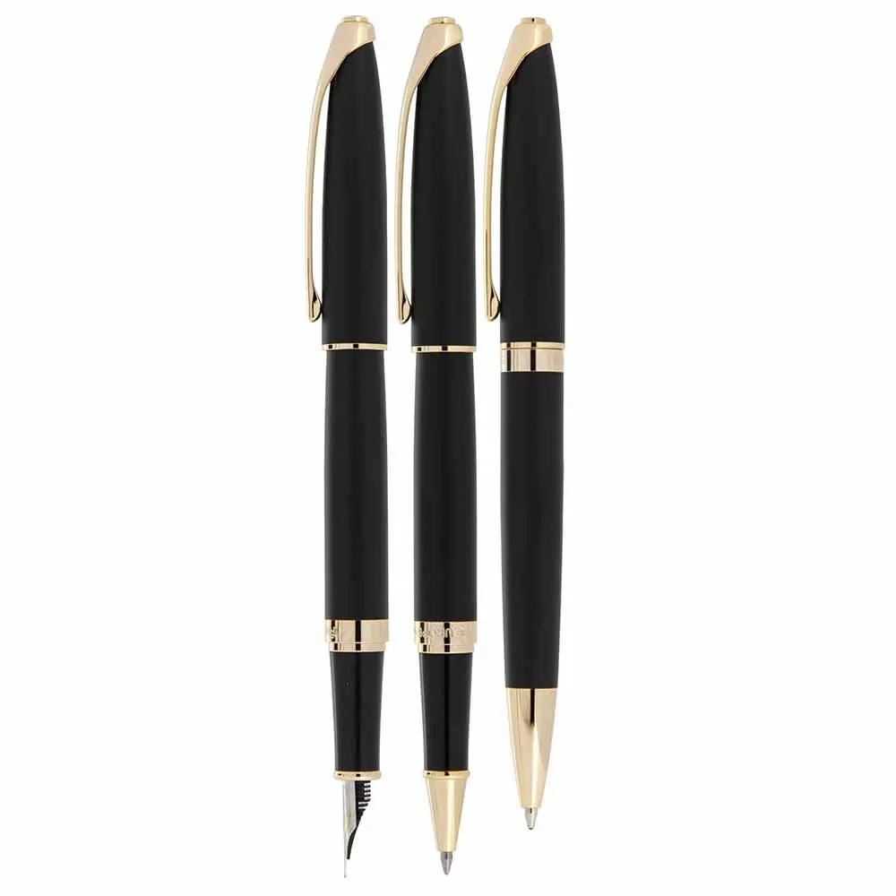 خرید ست خودکار و خودنویس و روان نویس یوروپن مدل EUROPEN RING بدنه مشکی مات
