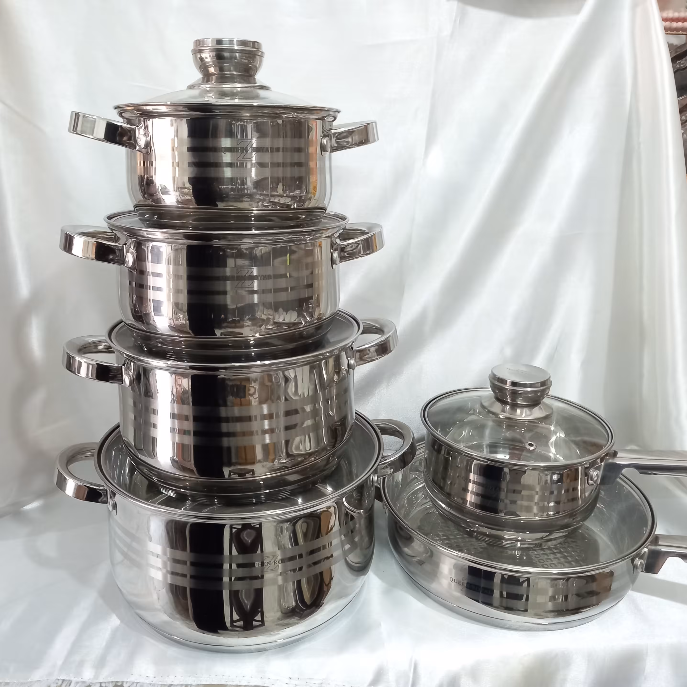 سرویس قابلمه استیل 12پارچه  کوئین رویال