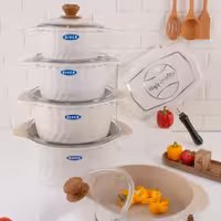 سرویس قابلمه چدن گرانیتی 12 پارچه ریور رنگ سفید 
