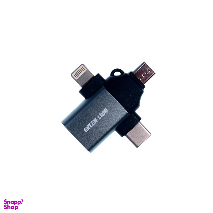مبدل USB به microusb / لایتنینگ / USB-C گرین لاین مدل GN3IN1OTGGY