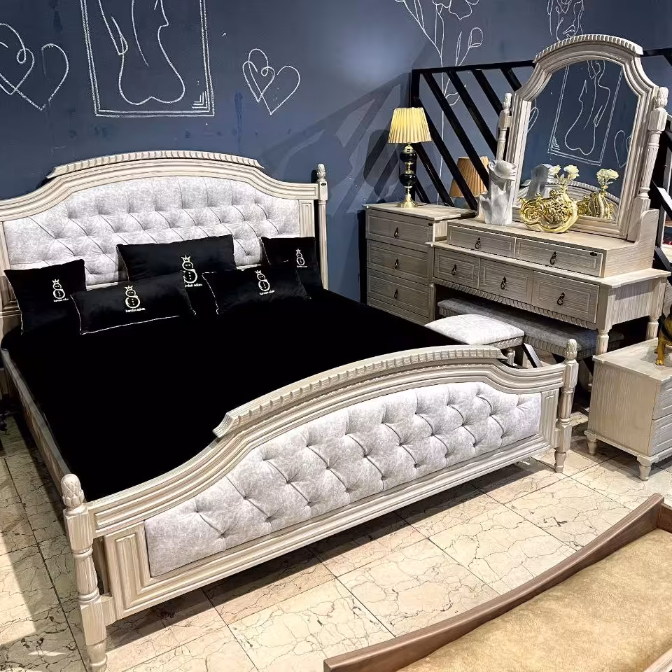 سرویس خواب مدل کویین متریال چوب و ام دی آف (ارسال با باربری و هزینه ارسال پس کرایه)