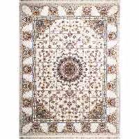 فرش ماشینی افرند 1200 شانه گل برجسته زمینه کرم کد 2220 (یک و نیم متری)