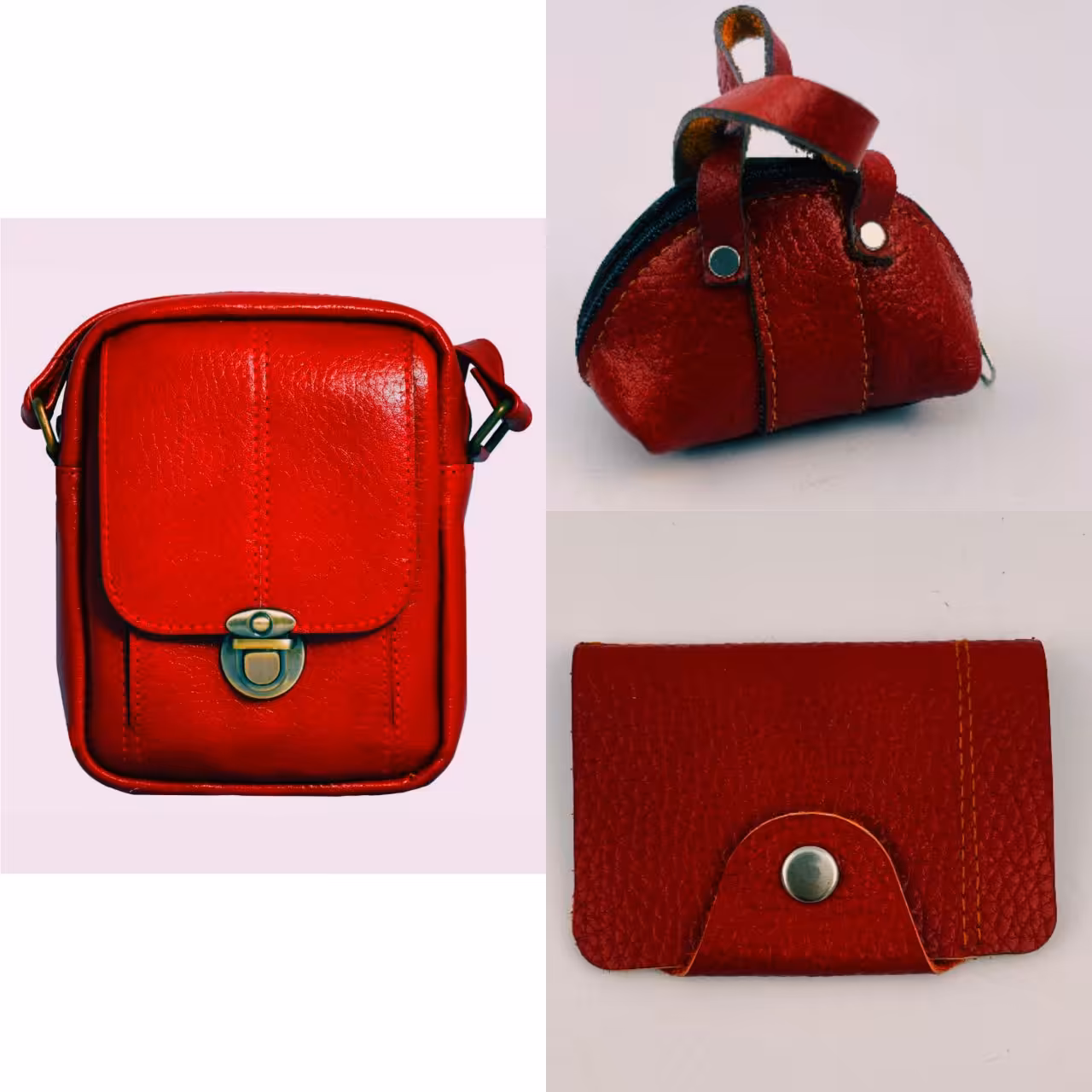 ست هدیه تمام چرم طبیعی گاوی مناسب برای هدیه دادن و عیدی دادن کدA2