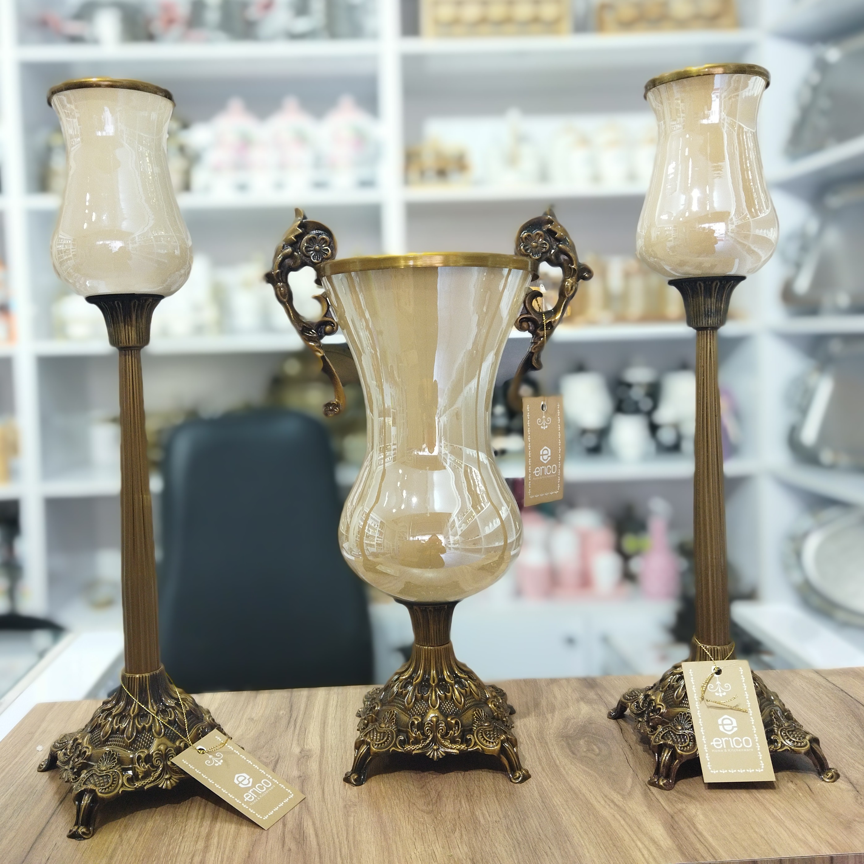 ست شمعدانی وگلدان