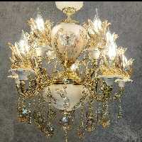 لوستر تمام برنج  برنز . ترکیبی  4 شاخه 8 شعله مدل لامپا 