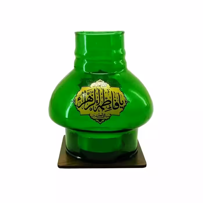 103744-جاشمعی پایه چوبی مذهبی طرح یا فاطمه الزهرا و یا اباصالح المهدی عج سبز