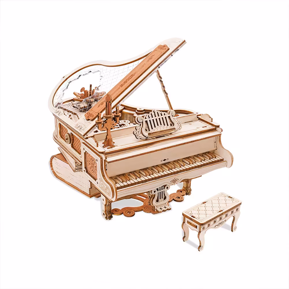 پازل چوبی موزیکال مکانیکی ROKR طرح پیانوROKR Magic Piano AMK81