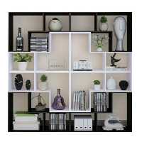 کتابخانه چوبی شبکه ای دو رنگ KB706