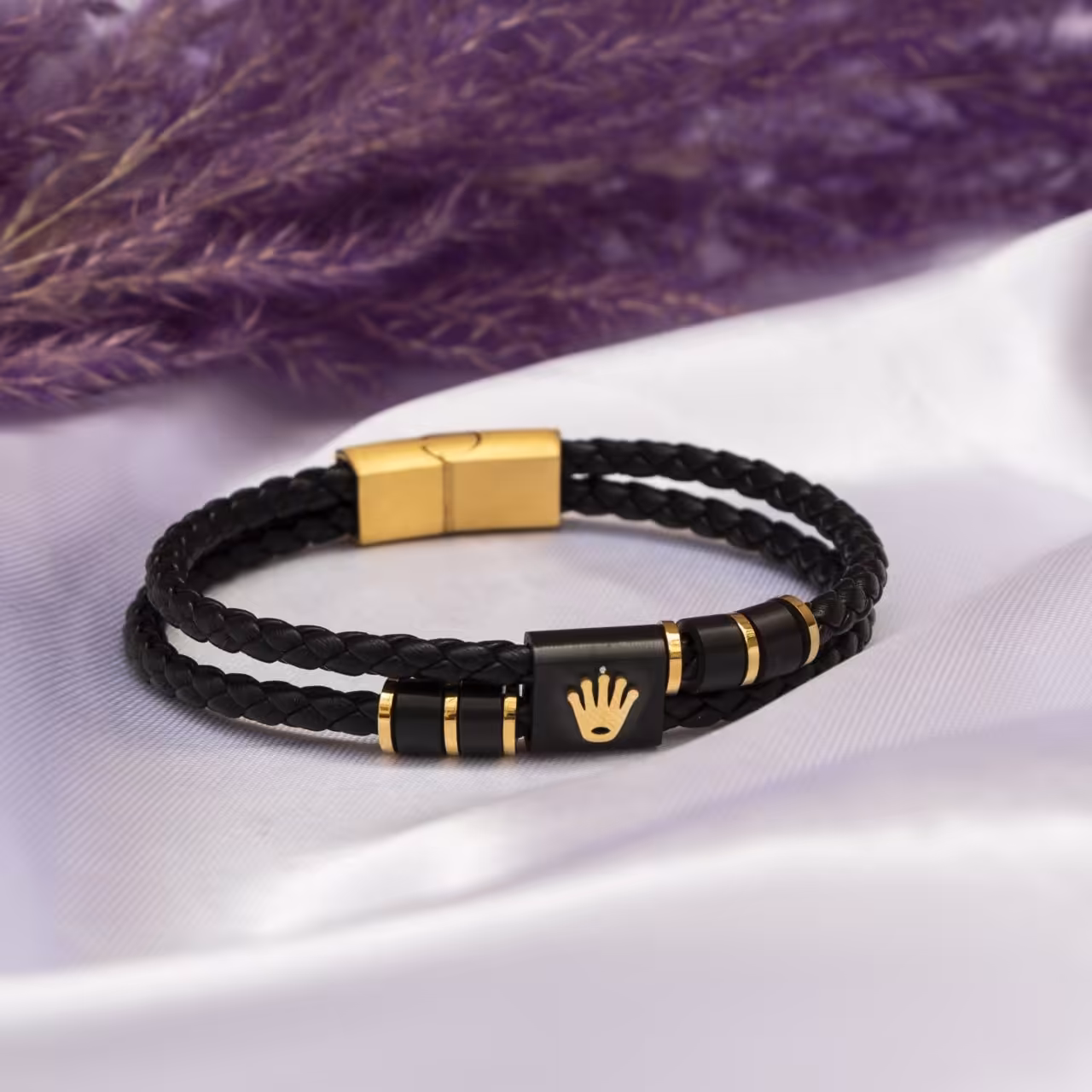 دستبند چرم دولاین رولکس طلایی
10900038
