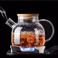 قوری پیرکس شعله مستقیم(800 ml درب بامبو چوبی واشر دار)جنس بروسیلیکات